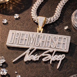 Collar con Colgante de Plata de Ley 925 con Letra Personalizada y Moissanita, Estilo Hip Hop de Lujo para Fiesta - Product Image 4