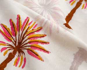 Embroidered Poplin 100% Cotton Fabric 53/54" <b>White</b> Palm Tree Print Breathable Woven Medium 100gsm Home Textile Blanket <b>Throw</b> - Product Image 5