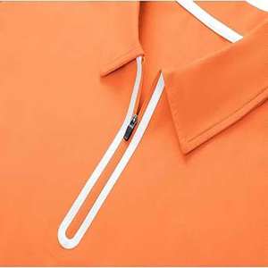 Polo à manches courtes pour homme, col zippé 1/4, 100% coton, couleur orange, style pull, t-shirt pour un usage décontracté, prix de gros. - Product Image 3