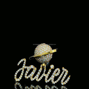 Colgante de Plata de Ley 925 con forma de nombre personalizado, lujoso Diamante de moissanita para hombres, joyería de estilo Hip Hop helado para fiestas - Product Image 4