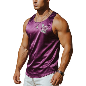 Parium Custom Logo Men's Fashion <b>Tank</b> <b>Top</b> Moisture Wicking High Gloss Fabric <b>Vintage</b> Floral Patch Wholesale <b>Tank</b> <b>Tops</b> For Men - Product Image 3