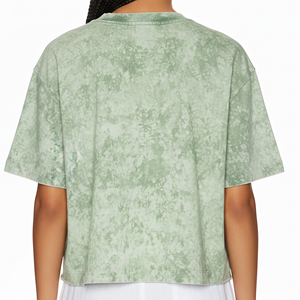 Camiseta de cuello redondo extragrande con lavado ácido para mujer, estilo urbano, con logotipo bordado personalizado, gran éxito de ventas. - Product Image 6