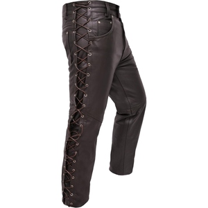 Custom Unisex Genuine Cowhide Leather Waterproof <b>Plus</b> <b>Size</b> Biker Pants Full Grain Motorcycle Riding Lace up Side YKK Zipper - Product Image 2