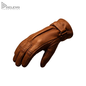 Guantes de Cuero de Vaca para Motociclistas, Color Marrón Claro, Reforzados, para Hombre, Venta al Por Mayor, OEM/ODM - Product Image 3