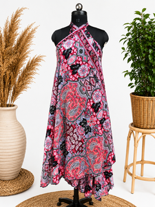 Women's Maxi Chiffon Skirt Natural <b>Elastic</b> Waist Paisley Print Vintage Style A-Line Loose Fit Lightweight Summer Casual <b>Dress</b> - Product Image 3