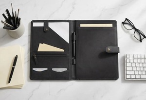 Stylish Leather Executive Portfolio <b>Folder</b> Business <b>Document</b> Organizer Resume Holder Card Pocket Writing Pad for Work and <b>Travel</b> - Product Image 3