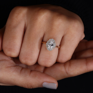14K 18K <b>Gold</b> 2CT Oval Cut Halo Diamond <b>Vintage</b> Art Deco Engagement & Wedding Bridal <b>Ring</b> for Women Luxury Jewelry - Product Image 4