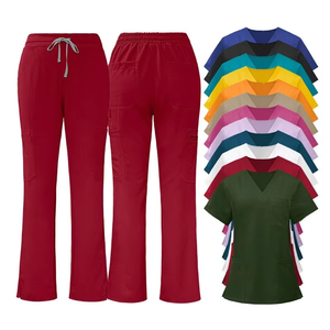 Hot Selling Polyester OEM Custom Logo Comfortable Hospital Uniform Soft Short Sleeve Uniform Women Nursing <b>Scrubs</b> - Product Image 1