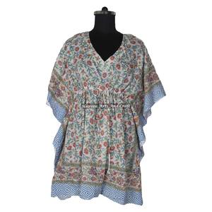 African Women Evening Gown Ethnic Dresses Women Short Kaftan Dresses KFCS140 Best Hand Block Print Manufacturing Women's Dress - Product Image 4