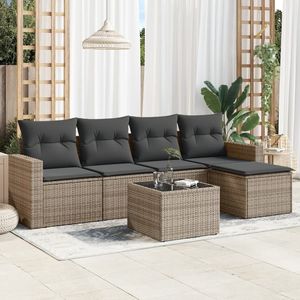 Conjunto de Sofás Modulares de Jardín en Ratán PE Gris Personalizable, Muebles de Exterior Duraderos y Elegantes - Product Image 1