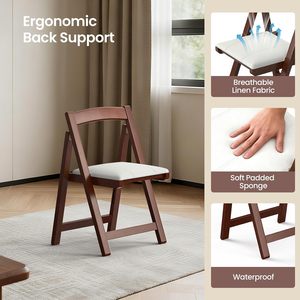Solid Wood Folding Dining <b>Chair</b> with <b>Cushioned</b> <b>Seat</b>, Portable Stackable <b>Chair</b> <b>for</b> Weddings, Events, Office & <b>Kitchen</b> - Product Image 2