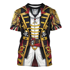 Western Sheriff Print T-<b>Shirt</b> <b>Men</b> Short Sleeve Brown With Red Bandana And Star Badge Casual Wear - Product Image 2