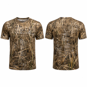 Chemise de chasse décontractée à manches longues pour homme MEGAMAPLE, imprimé bouleau, séchage rapide, vêtement d'extérieur estival en polyester avec logo brodé sur le devant - Product Image 1