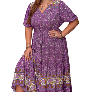 Vestido largo informal con estampado floral para mujer, estilo línea A, para vacaciones - Product Image 4
