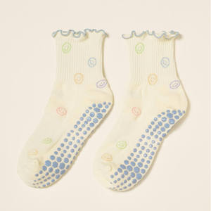 Wholesale Pilates <b>Socks</b> Women <b>Custom</b> <b>Grip</b> Design Logo Anti slip Yoga <b>Sock</b> with Ruffle for Women Bulk JZVINA Manufacturer - Product Image 3