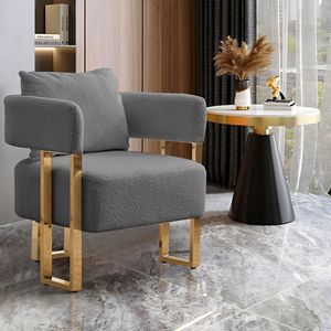 TS Modern Gold Metal Legs <b>Side</b> Chair Decorative Living Room Chair with No Wheels for Dressing Area or Reception Room - Product Image 2