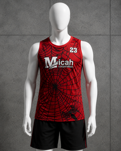 Uniforme de basket-ball professionnel personnalisé Micah Corporation, respirant, à séchage rapide, motif toile d'araignée, coupe élégante sans manches, personnalisable - Product Image 2