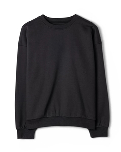 2026 <b>Women's</b> <b>Black</b> <b>Fleece</b> Crew Neck Sweatshirt Casual Drop-Shoulder Loose Fit Long Sleeve Plain Dyed Autumn Top 320 g - Product Image 5