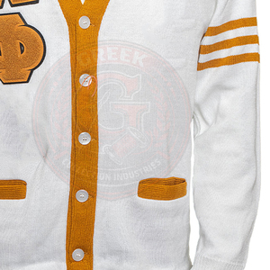 custom Greek sorority fraternity <b>men's</b> and women's <b>cardigan</b> acrylic knitted V-neck sweaters embroidery logo winter varsity - Product Image 6