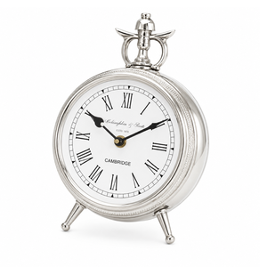 6 Inch <b>Silver</b> Round Table <b>Clock</b> | Modern Quartz Analog Desk <b>Clock</b> | Luxury Metal Decorative Tabletop <b>Clock</b> for Home Livinng Room - Product Image 1