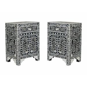 Mesa de Cajones con Incrustaciones de Hueso de ILAHI, Diseño Moderno con Detalles de Ágata, Almacenamiento de Tres Niveles, Mueble Portátil para el Hogar - Product Image 3