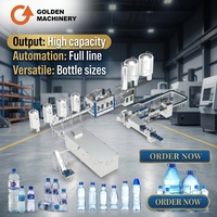 Ligne de production automatique d'eau potable et de boissons Golden Machinery, emballage en bouteilles en plastique et en sacs en verre, économie d'énergie