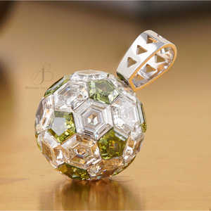 14K White <b>Gold</b> Lab Grown Hexagon Diamond Ball <b>Pendant</b> VVS1 Clarity Invisible Setting for Gift Certified by IGI - Product Image 4