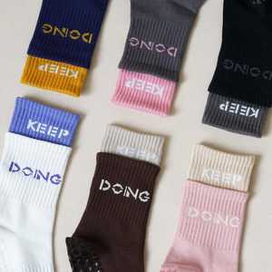 Wholesale Women Double Layer Non Slip <b>Grip</b> <b>Socks</b> <b>Custom</b> Logo Cotton Crew <b>Socks</b> For Pilates Yoga Fitness - Product Image 4