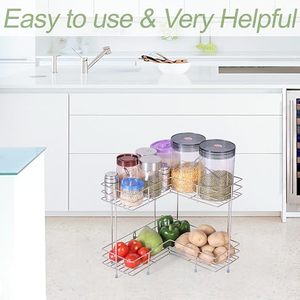 Estante metálico apilable de cuatro niveles para organizar alimentos en la cocina con exhibición de verduras - Product Image 4