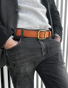 Cinturón de Cuero Genuino para Hombre, Cinturón Casual de Vestir con Hebilla Clásica de Aleación, Cinturones de Cuero Genuino Cómodos para Hombre - Product Image 5