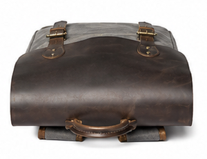 Vintage Canvas Leather Luxury Roll Top Portable <b>Backpack</b> Large Capacity Travel Laptop Compartment for <b>College</b> Office Use Men - Product Image 2