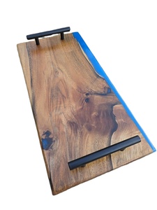 Nuevo mejor diseño de madera de resina epoxi hecha a mano bandeja para servir río bandeja de Arte de resina azul oscuro de la India - Product Image 5