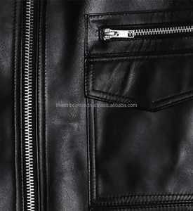 Latest Style Wholesale Men's <b>Slim</b> <b>Fit</b> Winter Canvas Leather <b>Jacket</b> Men's Band Collar Biker Leather <b>Jacket</b> for men - Product Image 3