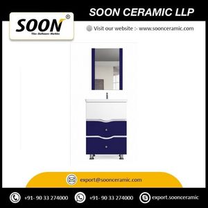 Standard Quality <b>Wall</b>-Mounted Ceramic Basin Bathroom Vanity Table with <b>Mirror</b> Included Indigo collection Design From India - Product Image 4
