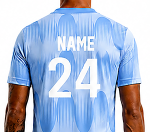 Ensemble de maillots de football unisexe bleu clair personnalisé, manches courtes, évacuation de l'humidité, impression numérique, anti-rétrécissement, 100% polyester - Product Image 4