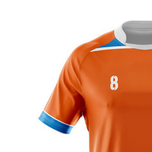 Men's Orange Blue Solid Rugby Uniform Set Crew Neck Short Sleeve Moisture Wicking Breathable <b>Athletic</b> Fit All Seasons Front - Product Image 6