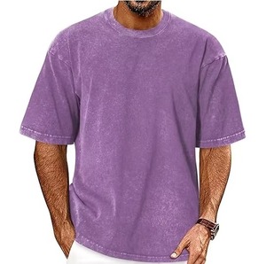 Camisetas de algodón transpirables de talla grande, corte holgado, estilo vintage lavado con gráficos degradados y efecto descolorido por el sol, cuello redondo para hombre - Product Image 5