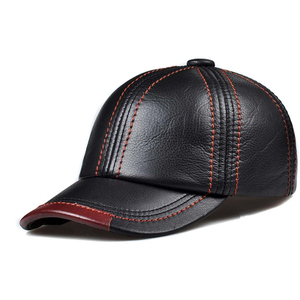 Luxury Genuine Leather Baseball <b>Cap</b> Adjustable Hat Puff Printing Plain Casual Streetwear <b>Men</b> Women - Product Image 4