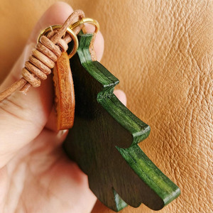 Handmade Green Leather Christmas <b>Tree</b> <b>Ornaments</b> Featuring Colorful Stitch Details Ideal Festive Holiday Hanging Decoration - Product Image 4