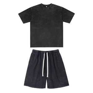 Ensemble T-shirt décontracté ample en coton 100% respirant, délavé au soleil, et short de plage à taille élastique pour homme, séchage rapide - Product Image 6