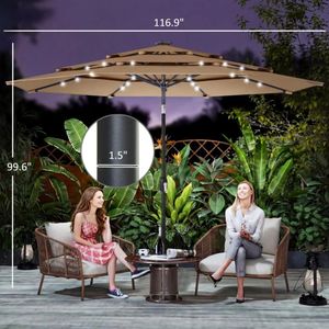 Ombrellone da Esterno 2.5m/2.7m di Diametro per Cortile, Ristorante, Spiaggia, Giardino - Ombrellone Durevole in PE e Poliestere per Spiaggia e Giardino - Product Image 6