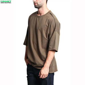 เสื้อยืดผ้าถักนิตติ้งสำหรับผู้ชาย, เสื้อทีเชิ้ตสีพื้นผ้าคอตตอนโอเวอร์ไซส์ผ้า100% เป็นมิตรกับสิ่งแวดล้อมเนื้อผ้าระบายอากาศได้ดีแห้งเร็วตัดด้านหน้า - Product Image 2