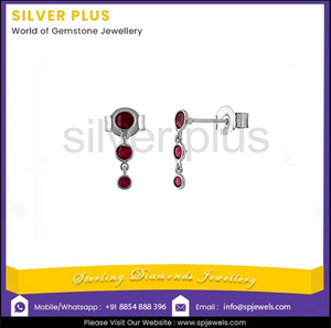 ต่างหูแบบห้อยคลาสสิก ดีไซน์ใหม่ เงินแท้พลัส SGT00163 ทองคำแท้ 14K ประดับพลอยทับทิมธรรมชาติ สำหรับผู้หญิง งานแต่งงาน งานหมั้น วันครบรอบ - Product Image 2