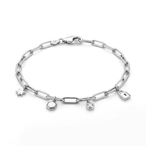Pulsera de Oro Rosa de 18K con Colgante de Corazón y Luna de Cristal para Mujer, Joyería Romántica para Uso Diario - Product Image 2