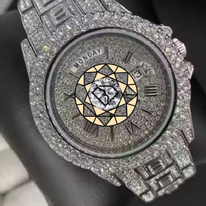 Luxury Diamond <b>Watch</b> Stainless Steel Round <b>Case</b> 38mm Analog Quartz Deployment Clasp Sapphire Crystal Luxe Style - Product Image 6