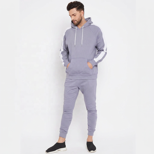 Ensemble de survêtement pour homme, violet, à capuche, manches longues, couleur unie, jogging décontracté avec poches latérales, respirant, pour l'automne - Product Image 5
