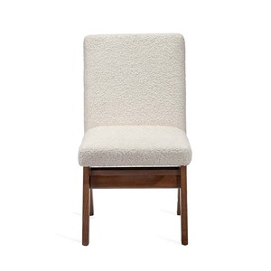Chaise de salle à manger rembourrée de style mid-century moderne avec pieds en bois et assise en tissu - Product Image 4