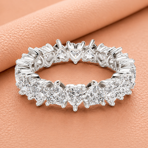Anillo de Eternidad con Diamante Cultivado en Laboratorio con Corte Corazón para Mujer en Oro Sólido de 14K, Amarillo, Blanco y Oro Rosa, Anillo de Boda de Lujo, Regalo - Product Image 2