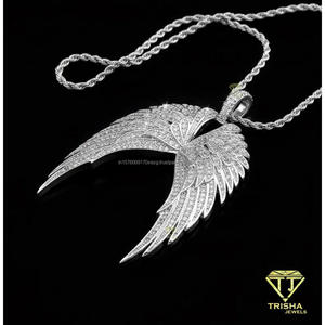 Colgante de Ala de Diamante Moissanita de Lujo, Plata de Ley 925, Totalmente Cubierto de Diamantes, Elegante Collar de Moda - Product Image 2