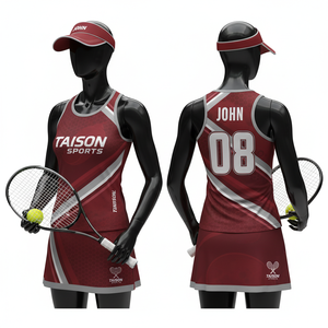 Camiseta de Tenis Profesional para Mujer, 180 GSM, Poliéster y Elastano, Transpirable, Roja y Blanca con Paneles Diagonales, Ropa Deportiva con Estampado Personalizado - Product Image 1